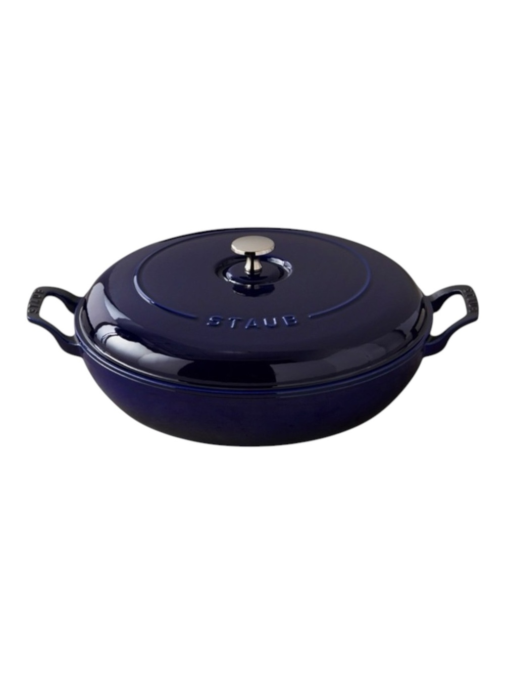 Staub 𖦹 Enameled Cast Iron Braiser with Enamel Lid 𖦹 Glossy Sapphire 𖦹 2L 3.5Q 𖦹
